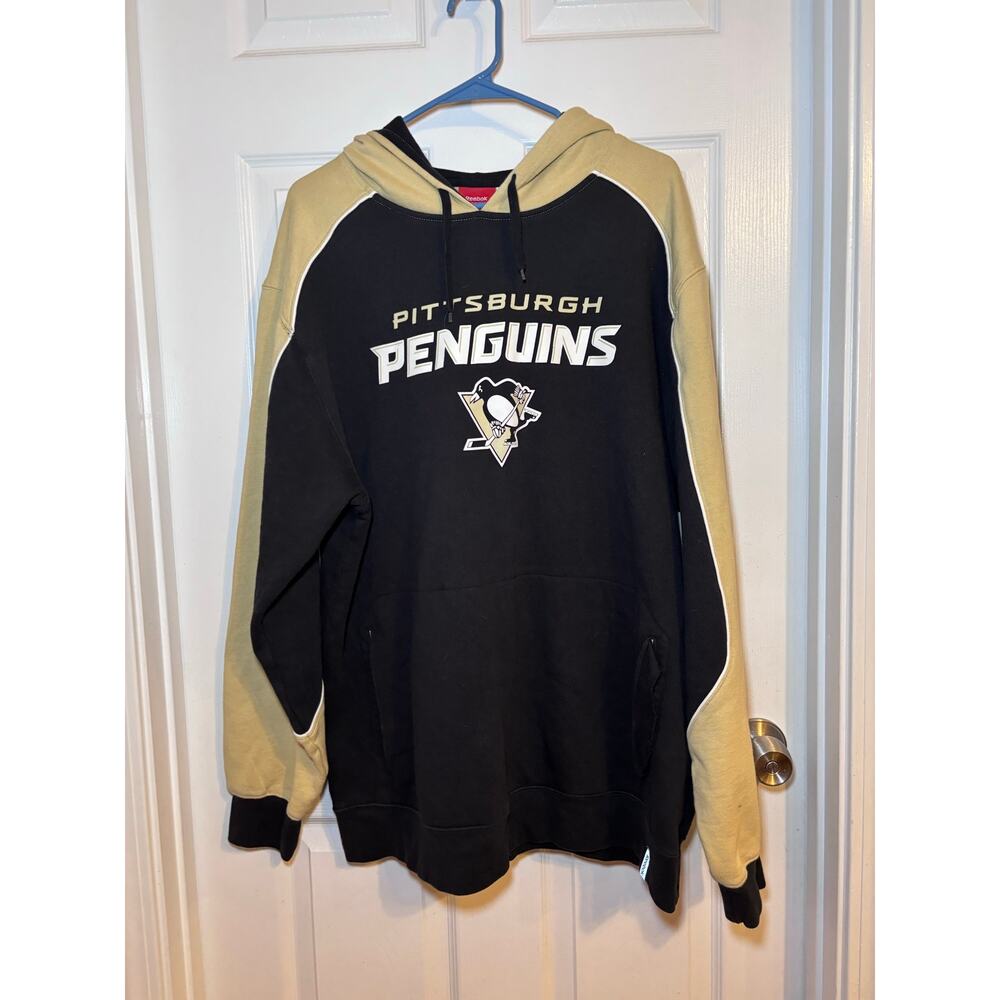 Pittsburgh Penguins Reebok Faceoff Collection NHL Hoodie Men’s Large Black Gold